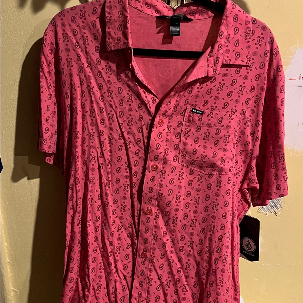 Volcom Pink Paisley Button-Up Shirt